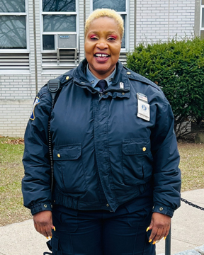 CSA Beckford posted outside on campus.
